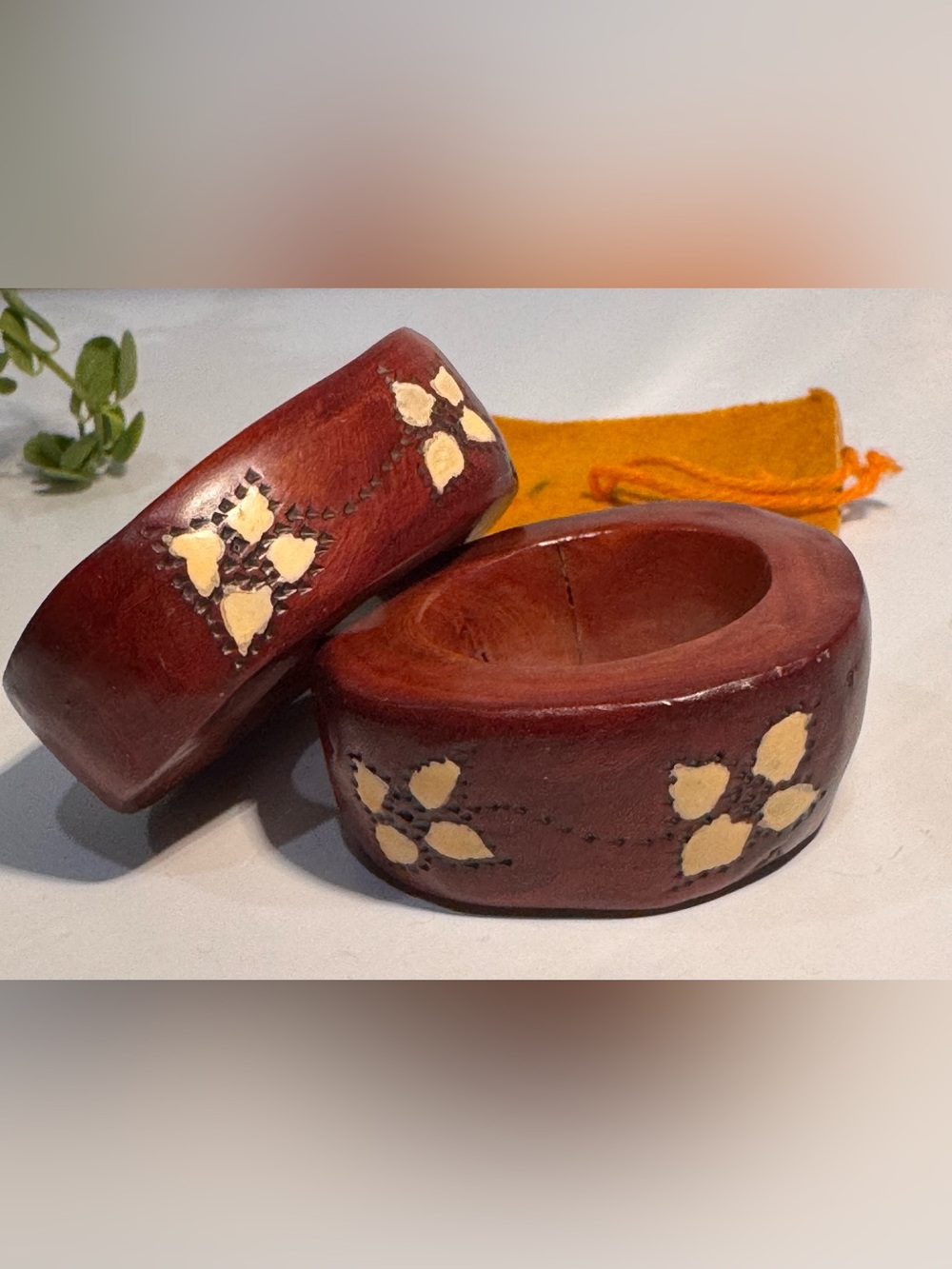 Handcrafted Burl Wood Inlay Dogwood Design Napkin Holders Vancouver Island